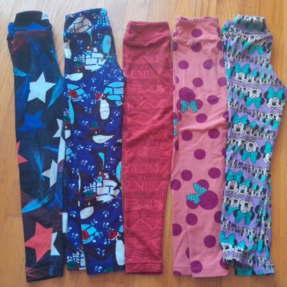 Lot of 5 Pairs of LuLaRoe Kids Leggings S/M
